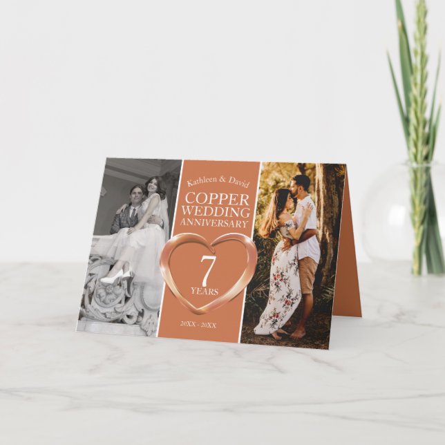 Jubiläum der Kupferhochzeit ab und zu Foto Karte (Vorderseite)