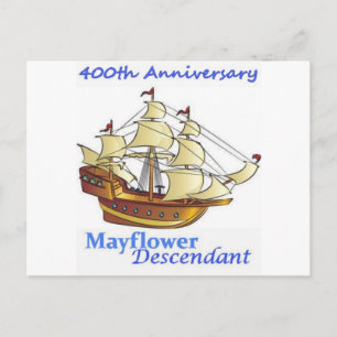 Jubiläum der Mayflower Descendant Segelschiff Postkarte