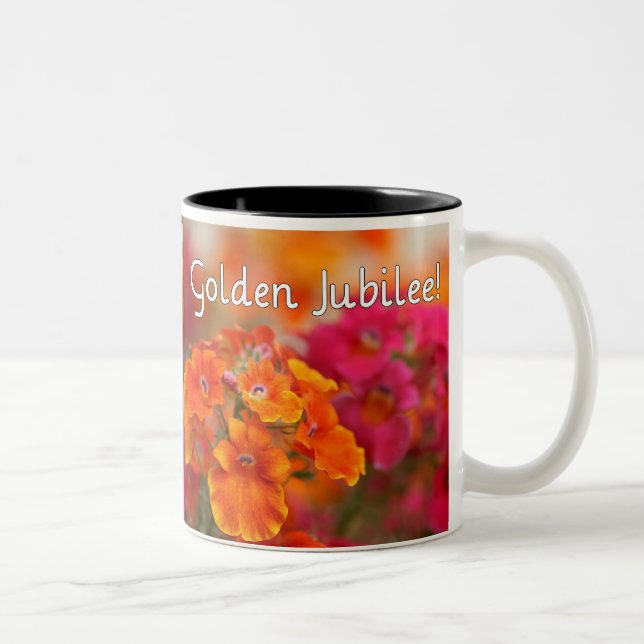 Jubiläum der Nonnen-50. --Blumenmuster-Geschenke Zweifarbige Tasse (Rechts)