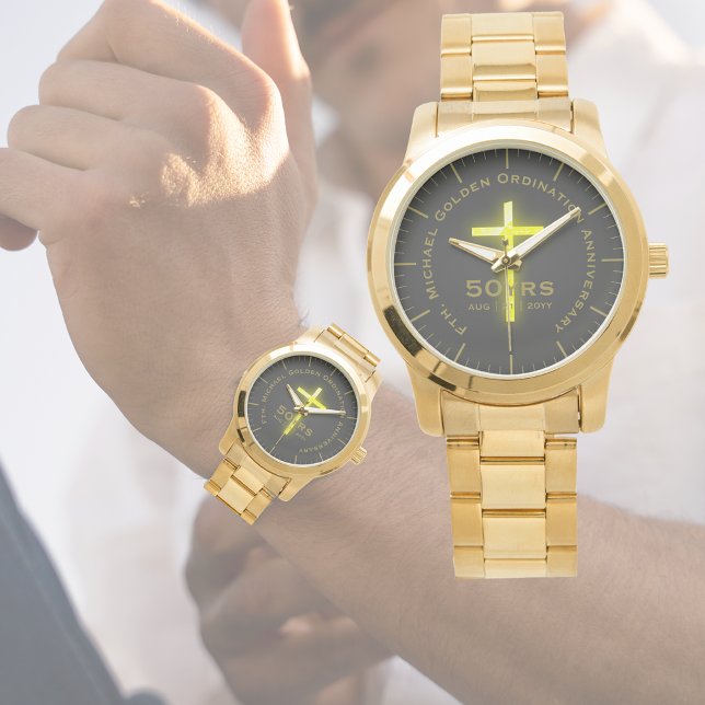 Jubiläum der Ordination | Benutzerdefinierter Text Armbanduhr (Von Creator hochgeladen)