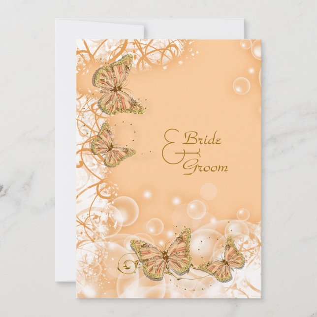 Jubiläum der Verlobung Peach gold Einladung (Vorderseite)