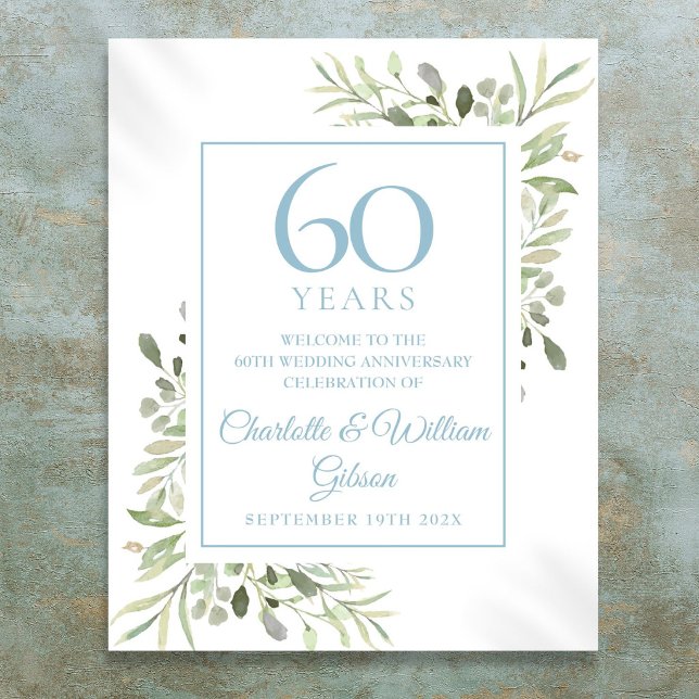 Jubiläum des 60. Jubiläums Willkommen Poster (Watercolor Greenery 60th Anniversary Welcome Poster
)