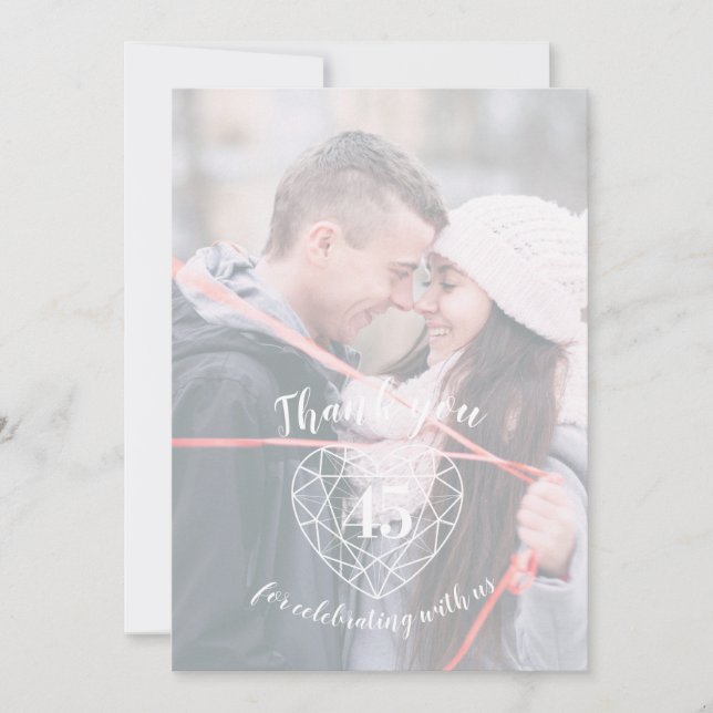 Jubiläum des Blauen Saphire 45 Jahre Fotos Dankeskarte (Vorderseite)