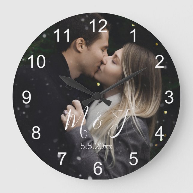 Jubiläum des personalisierten Fotos Große Wanduhr (Vorderseite)
