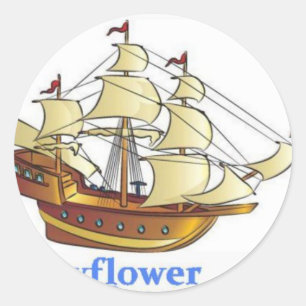 Jubiläum des Schiffes Mayflower Descendant Runder Aufkleber