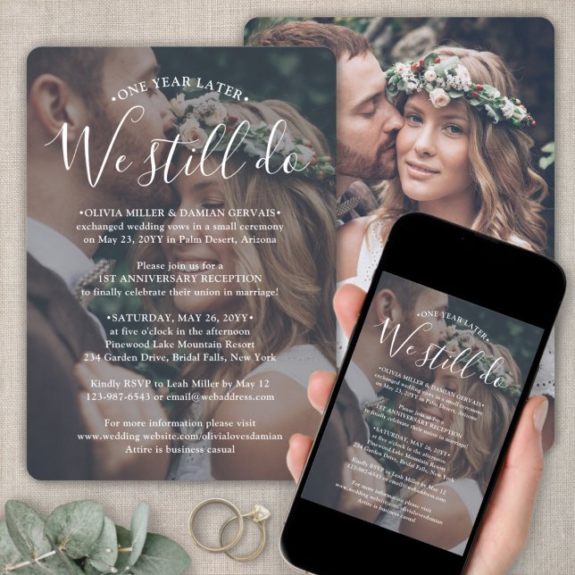 Jubiläum Empfang Foto & White Text Hochzeit Einladung (Von Creator hochgeladen)