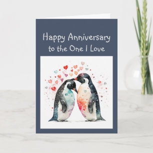 Jubiläum Forever Love & Friend Penguin Vögel Karte
