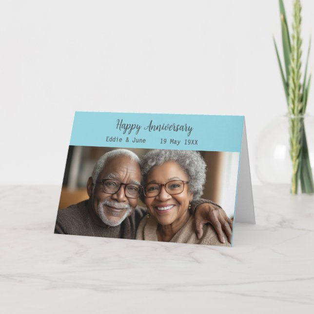 Jubiläum Foto Falten Jubiläumskarte leuchten Blau Einladung (Vorderseite)