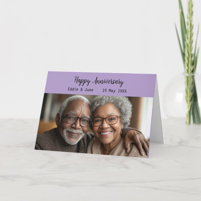 Jubiläum Foto Faltkarte Lila Einladung (Vorderseite)