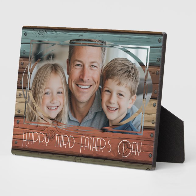 Jubiläum Foto Väter Tag aus Holz Fotoplatte (Seite)