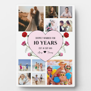 Jubiläum Fotos mit rosa Herz und Rose Fotoplatte