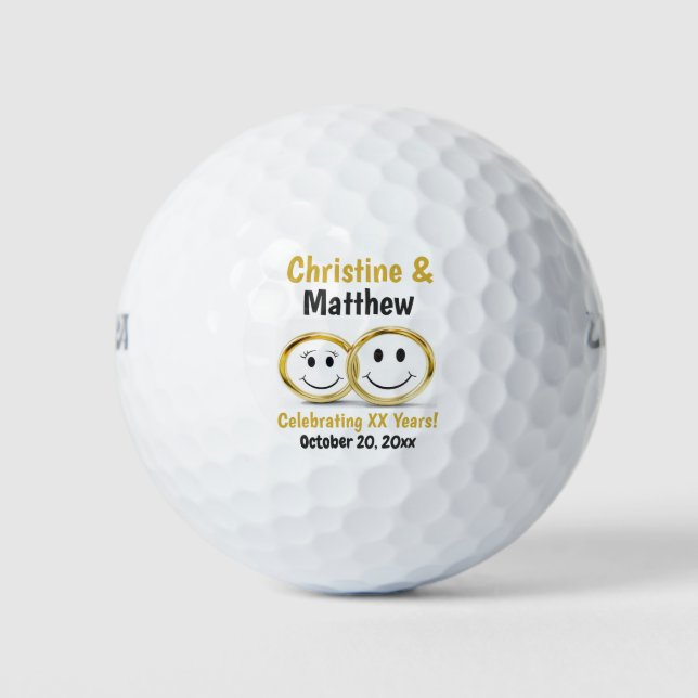 Jubiläum für Niedlichen Cartoon Hochzeitsring Golfball (Vorderseite)