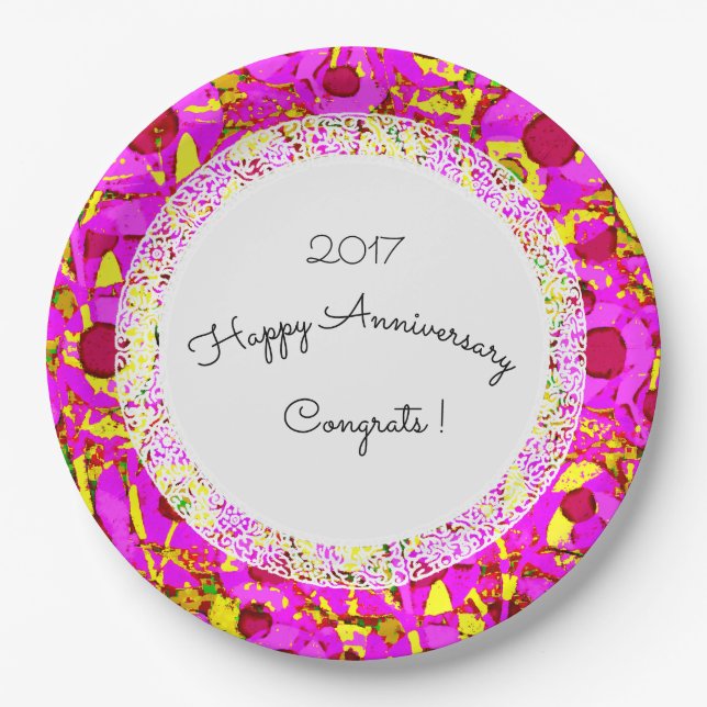 Jubiläum_Geburtstag_Mod+floral_Lace-Template Pappteller (Vorderseite)