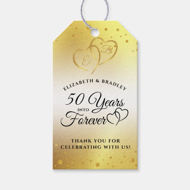 Jubiläum Gold 50 JAHRE INTO FOREVER Vielen Dank Geschenkanhänger (Vorderseite)