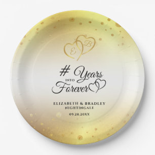 Jubiläum Gold Hearts # JAHRE IN FEIER Pappteller