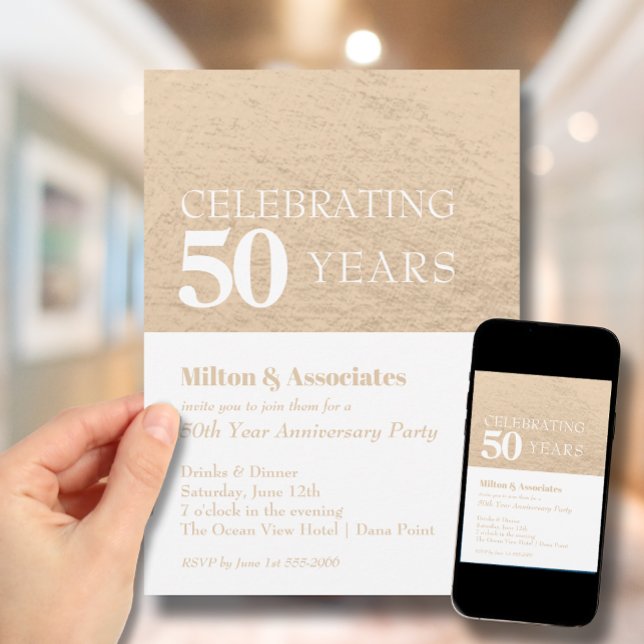 Jubiläum Gold und Weiße Einladung (Change to ANY YEAR. Order printed and instant download (great to email as a reminder.))