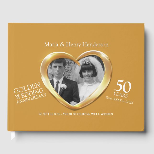 Jubiläum goldene Hochzeit Foto Herzen 50 Jahre Gästebuch (Vorderseite)