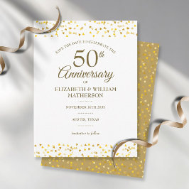 Jubiläum: Goldene Liebe Save the Date Herz Postkarte