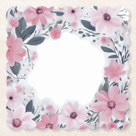 Jubiläum Happy Couple Pink Floral Foto Untersetzer