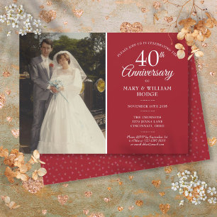 Jubiläum Hochzeit Foto Ruby Heart Confetti Einladung