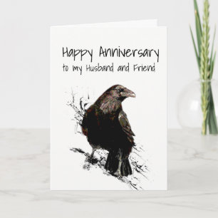 Jubiläum Husband und Freund Raven Bird art Karte