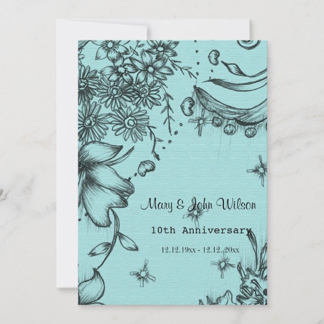 Jubiläum im antiken Stil Schwarz-Blau Einladung (Vorderseite)