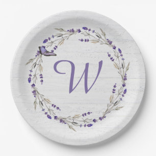 Jubiläum Lavender Wreath Monogram Pappteller