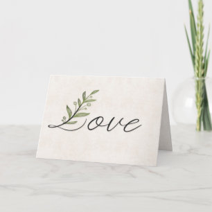 Jubiläum Liebe Schriftart mit Blätter Karte