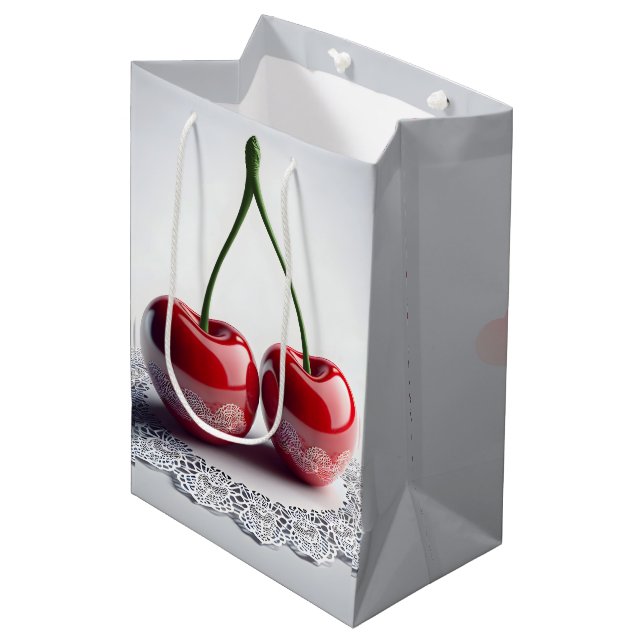 Jubiläum Maraschino Cherries an der Spitze Mittlere Geschenktüte (Vorderseite Schrägansicht)
