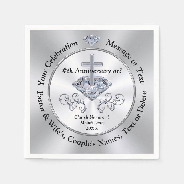 Jubiläum Napkins, Pastor Wertschätzung, Serviette (Vorderseite)