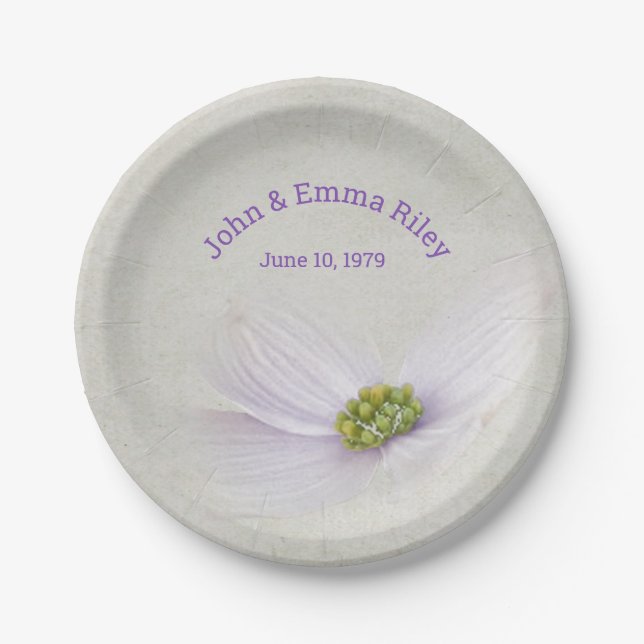 Jubiläum Party Blume Pappteller (Vorderseite)