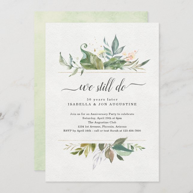 Jubiläum-Party Einladung für Wasserfarben (Vorne/Hinten)