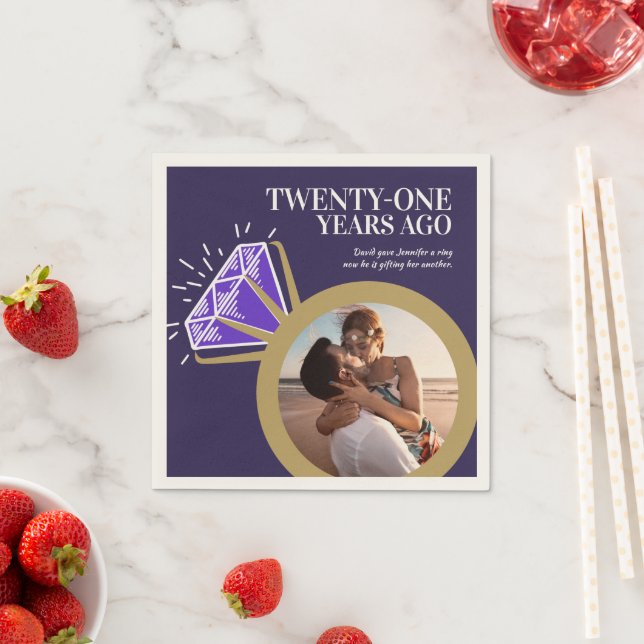 Jubiläum Party Iolite lila Ring Foto Serviette (Beispiel)