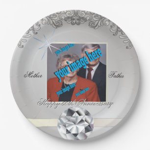 Jubiläum Personalisiert Diamond Monogram Pappteller