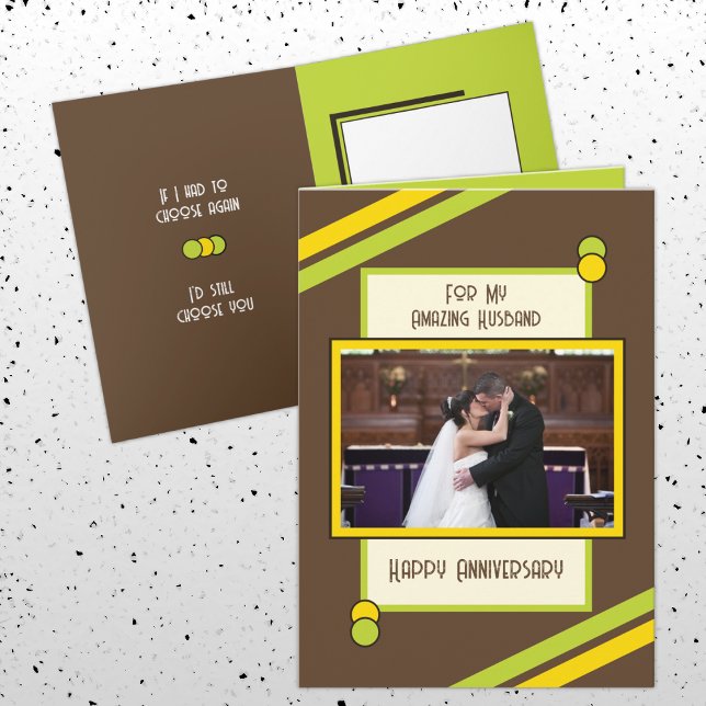 Jubiläum phantastischer Mann braunes grünes Foto Karte (Von Creator hochgeladen)