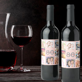 Jubiläum Rose Gold Foto Collage Weinetikett