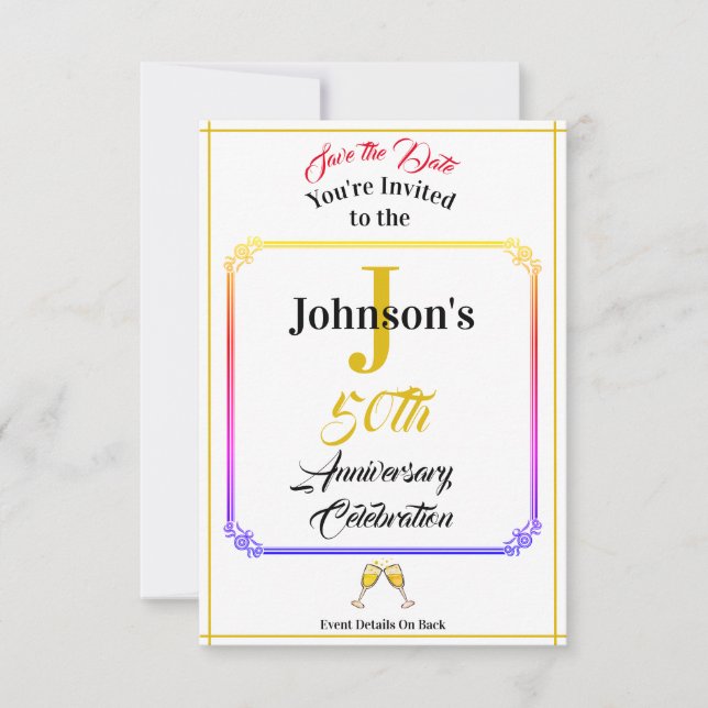 Jubiläum & Save the Date - Name und Datum - (Vorderseite)