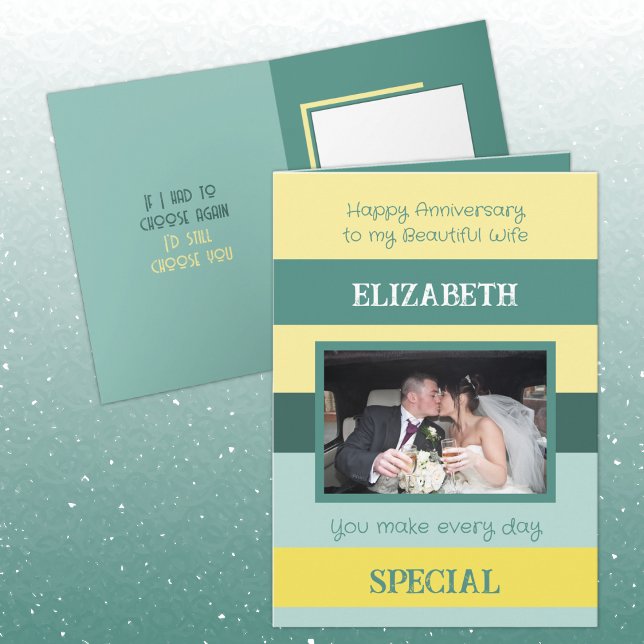 Jubiläum schönes Ehefrau-Gelb-Grün-Foto Karte (Von Creator hochgeladen)