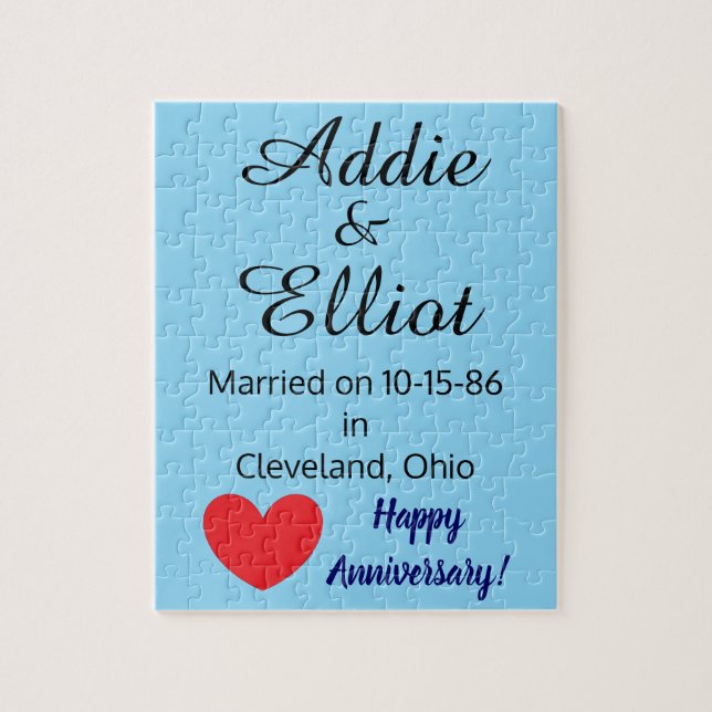 Jubiläum Spaß & Herz in Blau: Puzzle (Vertikal)