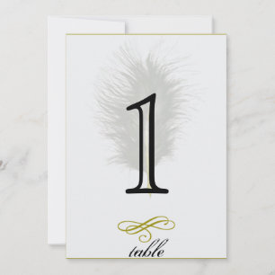 Jubiläum-Tischnummer von Gold White Marabou Einladung