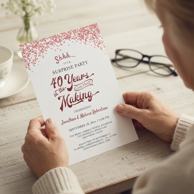 Jubiläum Überraschung Party Ruby Red Confetti Einladung (Von Creator hochgeladen)
