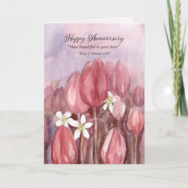 Jubiläum Valentinstag Schrift Tulip Karte (Vorderseite)