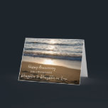 Jubiläum von "Beach Daughter & Tochter" Karte<br><div class="desc">Glückliche Hochzeitskarte für Tochter und Tochter im Gesetz mit Wellen,  die beim Sonnenuntergang am Strand abstürzen,  und herzlichen Vers.</div>