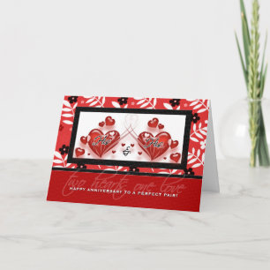 Jubiläum von Seinem Gay Couple Two Red Hearts Karte