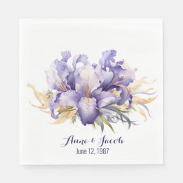 Jubiläum Watercolor Lila Iris Bouquet Serviette