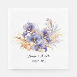 Jubiläum Watercolor Lila Iris Bouquet Serviette