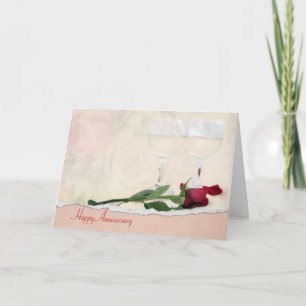 Jubiläum Wein und Rote Rose Karte