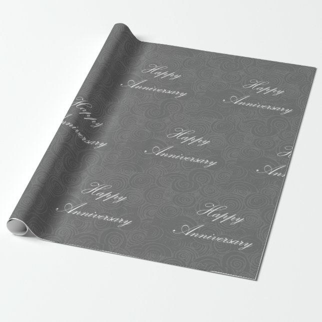 Jubiläum Wirbel Dark Silver Geschenkpapier (Ungerollt)