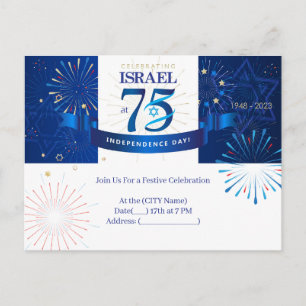 Jubiläum zum Tag der Unabhängigkeit Israels 75 Postkarte