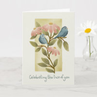 Jubiläums-Aquarell Blaue Vögel und Blumen